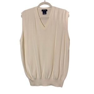 Faconnable Men's V-Neck Cream Sweater Vest Sz L